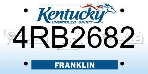 4RB2682 Kentucky License Plate