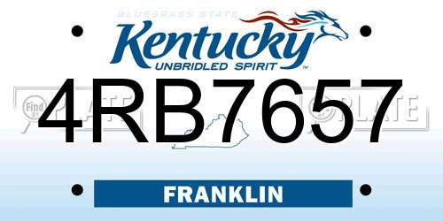 4RB7657 Kentucky License Plate
