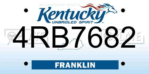 4RB7682 Kentucky License Plate