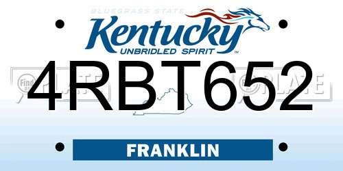 4RBT652 Kentucky License Plate