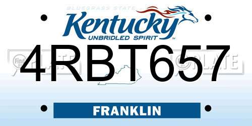 4RBT657 Kentucky License Plate