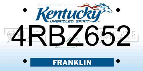 4RBZ652 Kentucky License Plate