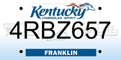 4RBZ657 Kentucky License Plate