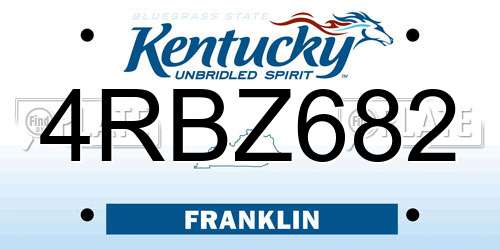 4RBZ682 Kentucky License Plate