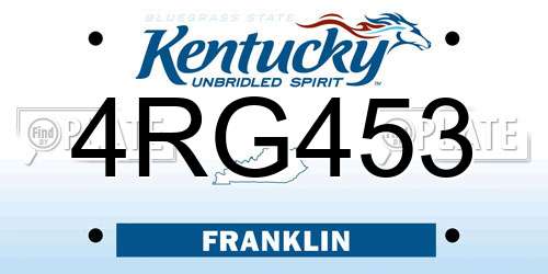 4RG453 Kentucky License Plate