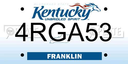 4RGA53 Kentucky License Plate