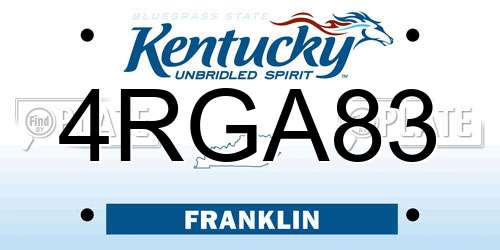 4RGA83 Kentucky License Plate