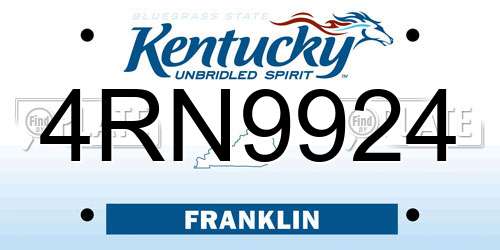4RN9924 Kentucky License Plate