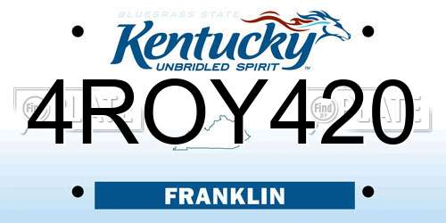 4ROY420 Kentucky License Plate