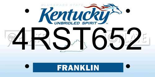 4RST652 Kentucky License Plate