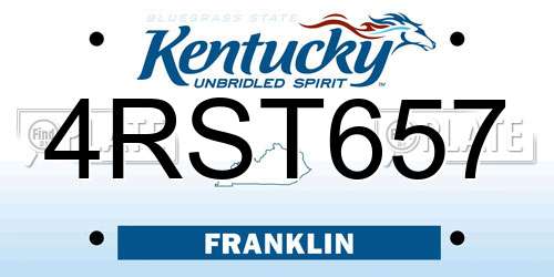 4RST657 Kentucky License Plate