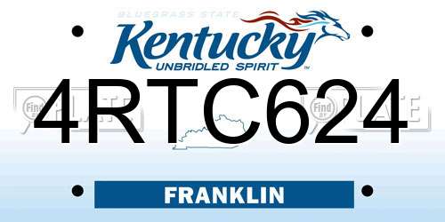 4RTC624 Kentucky License Plate