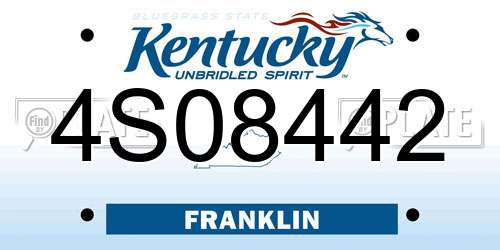 4S08442 Kentucky License Plate