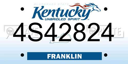4S42824 Kentucky License Plate