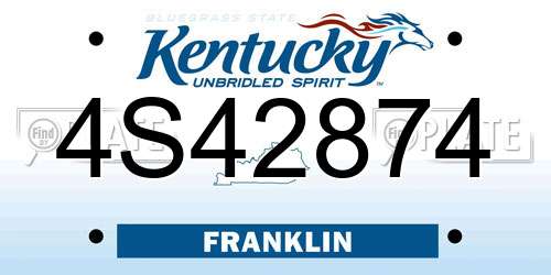 4S42874 Kentucky License Plate