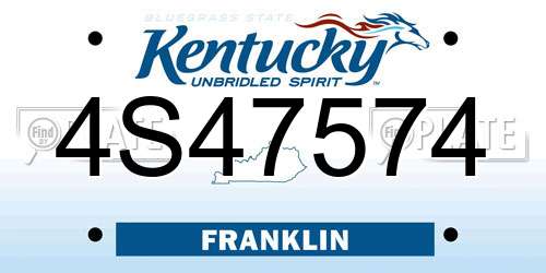 4S47574 Kentucky License Plate
