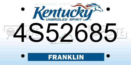 4S52685 Kentucky License Plate