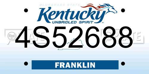 4S52688 Kentucky License Plate