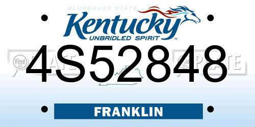 4S52848 Kentucky License Plate