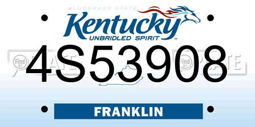 4S53908 Kentucky License Plate