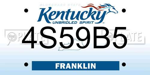 4S59B5 Kentucky License Plate
