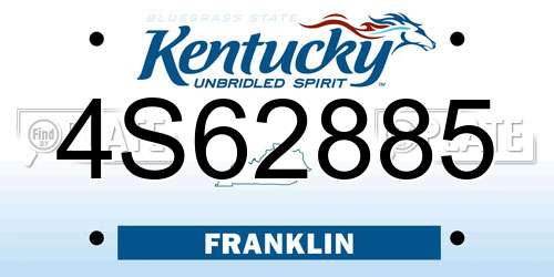 4S62885 Kentucky License Plate