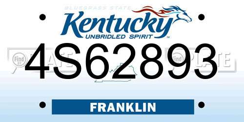 4S62893 Kentucky License Plate