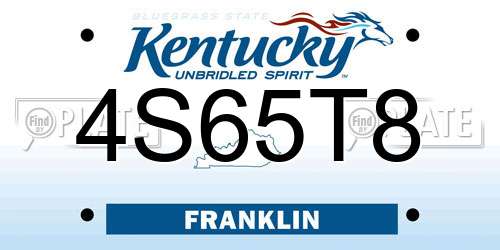 4S65T8 Kentucky License Plate