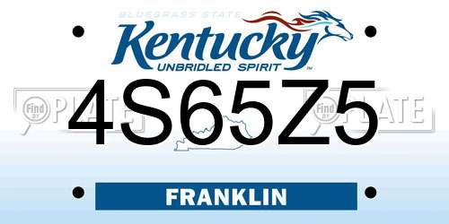 4S65Z5 Kentucky License Plate