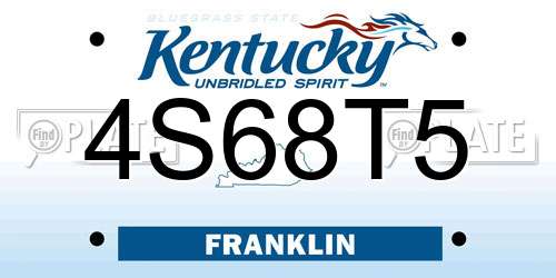 4S68T5 Kentucky License Plate