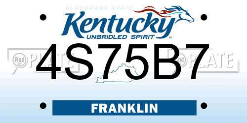 4S75B7 Kentucky License Plate