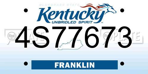 4S77673 Kentucky License Plate