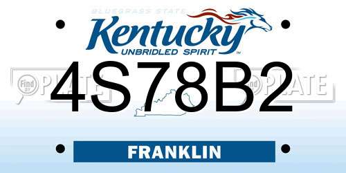 4S78B2 Kentucky License Plate
