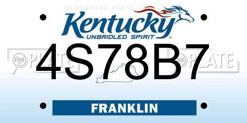 4S78B7 Kentucky License Plate