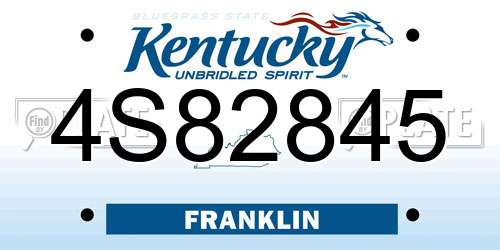 4S82845 Kentucky License Plate
