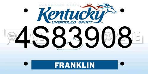 4S83908 Kentucky License Plate