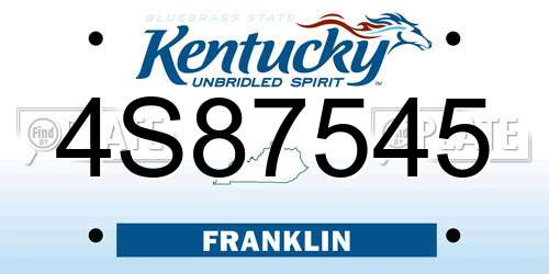 4S87545 Kentucky License Plate