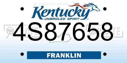 4S87658 Kentucky License Plate