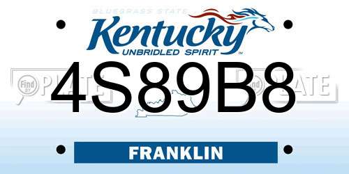4S89B8 Kentucky License Plate