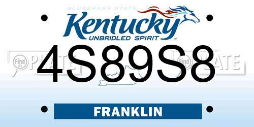 4S89S8 Kentucky License Plate