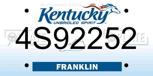 4S92252 Kentucky License Plate