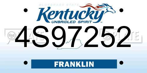 4S97252 Kentucky License Plate