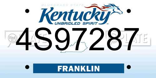 4S97287 Kentucky License Plate