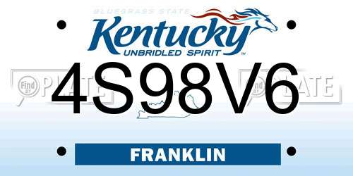 4S98V6 Kentucky License Plate