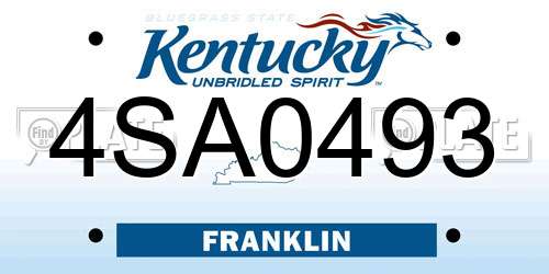 4SA0493 Kentucky License Plate