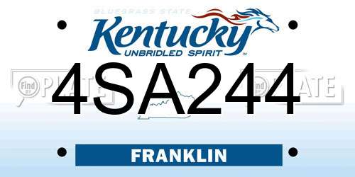 4SA244 Kentucky License Plate