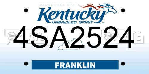 4SA2524 Kentucky License Plate