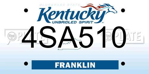 4SA510 Kentucky License Plate