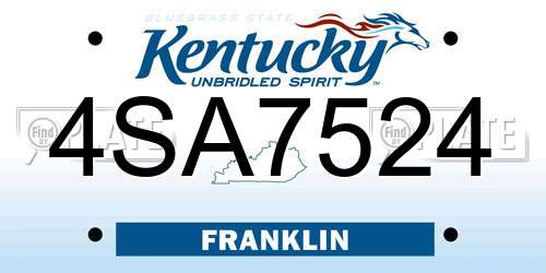 4SA7524 Kentucky License Plate