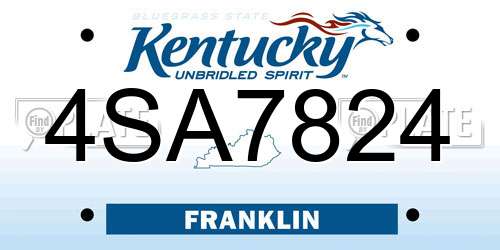 4SA7824 Kentucky License Plate